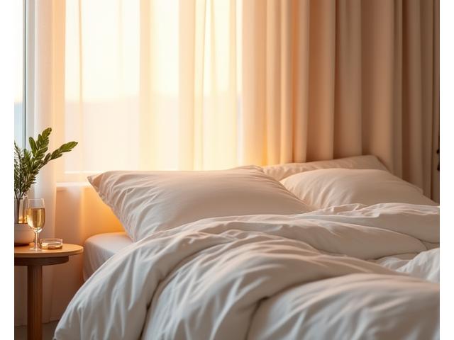 Przytulna sypialnia z miękkim oświetleniem