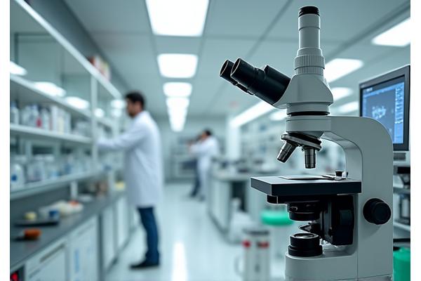 Mikroskop laboratoryjny ze slajdami badań