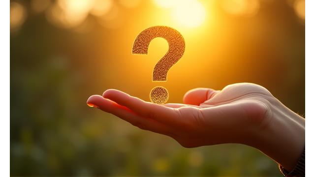 Otwarta dłoń trzymająca znak zapytania, symbolizujący gotowość do pomocy